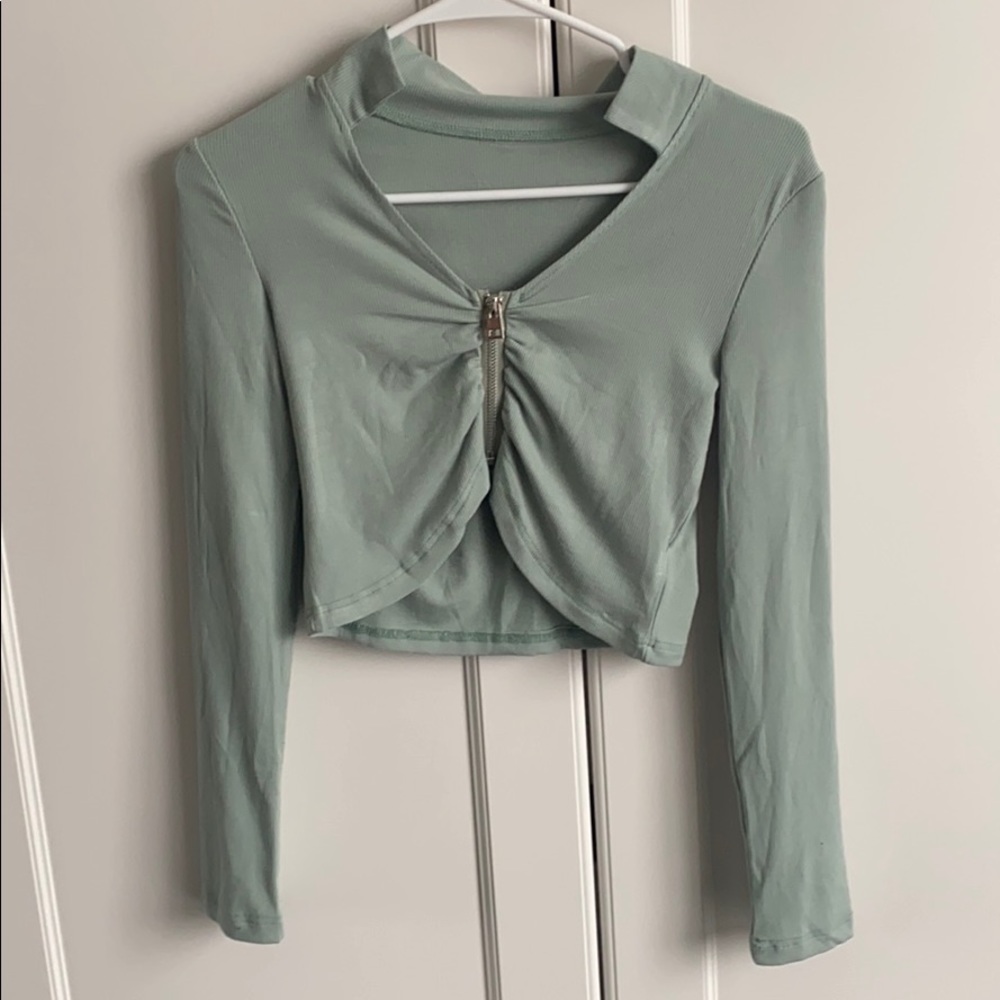 cropped zip up top